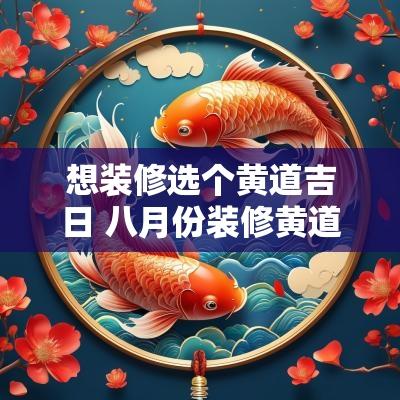 想装修选个黄道吉日 八月份装修黄道吉日