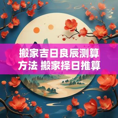 搬家吉日良辰测算方法 搬家择日推算方法