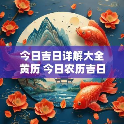 今日吉日详解大全黄历 今日农历吉日