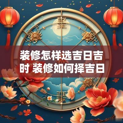 装修怎样选吉日吉时 装修如何择吉日和吉时