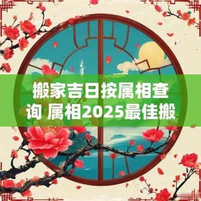 搬家吉日按属相查询 属相2025最佳搬家吉日