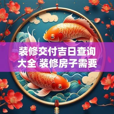 装修交付吉日查询大全 装修房子需要看吉日吗