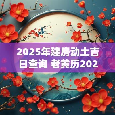 2025年建房动土吉日查询 老黄历2025年动土吉日