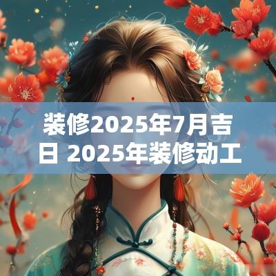 装修2025年7月吉日 2025年装修动工吉日