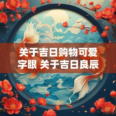 关于吉日购物可爱字眼 关于吉日良辰的句子