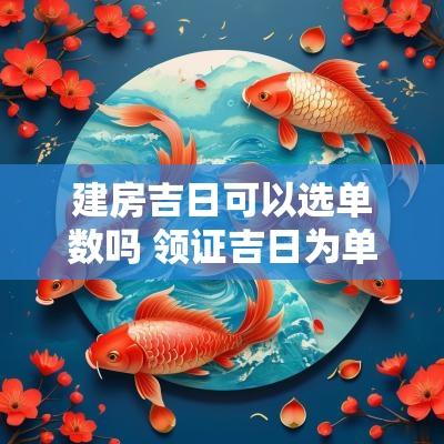 建房吉日可以选单数吗 领证吉日为单数好吗