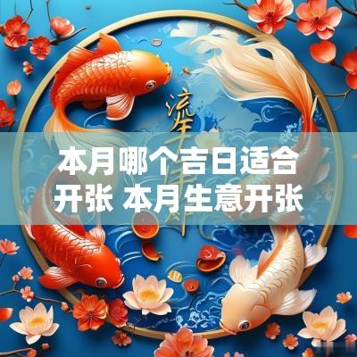 本月哪个吉日适合开张 本月生意开张吉日查询最新