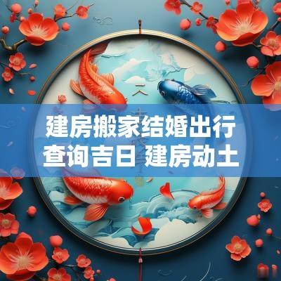 建房搬家结婚出行查询吉日 建房动土吉日查询