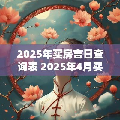 2025年买房吉日查询表 2025年4月买房黄道吉日