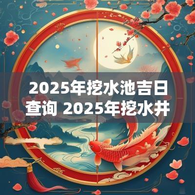2025年挖水池吉日查询 2025年挖水井吉日查找