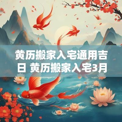 黄历搬家入宅通用吉日 黄历搬家入宅3月