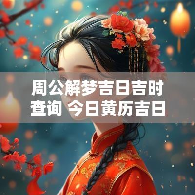 周公解梦吉日吉时查询 今日黄历吉日吉时查询