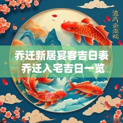 乔迁新居宴客吉日表 乔迁入宅吉日一览表
