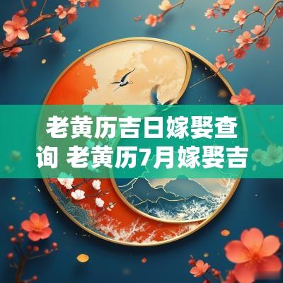 老黄历吉日嫁娶查询 老黄历7月嫁娶吉日