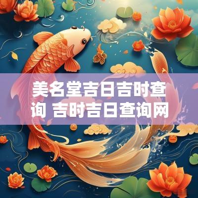 美名堂吉日吉时查询 吉时吉日查询网