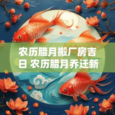 农历腊月搬厂房吉日 农历腊月乔迁新居吉日
