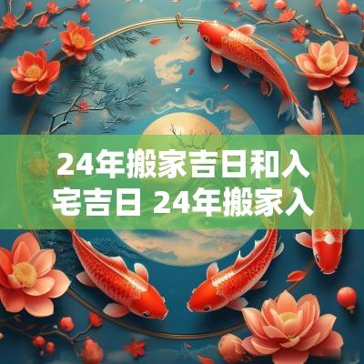 24年搬家吉日和入宅吉日 24年搬家入伙吉日