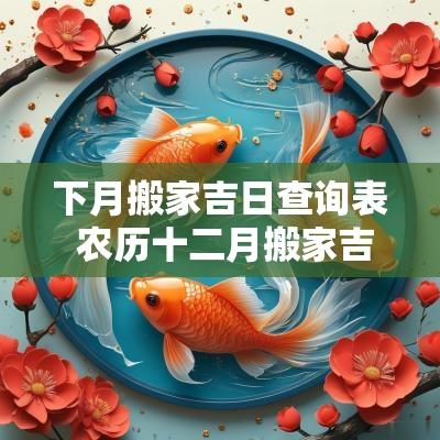 下月搬家吉日查询表 农历十二月搬家吉日