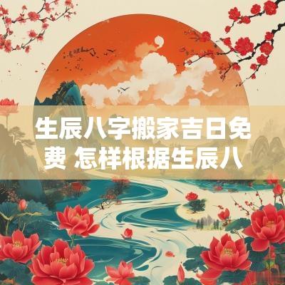 生辰八字搬家吉日免费 怎样根据生辰八字选搬家吉日