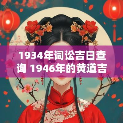 1934年词讼吉日查询 1946年的黄道吉日