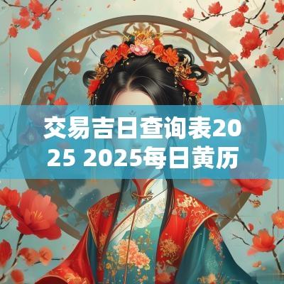 交易吉日查询表2025 2025每日黄历吉日查询表