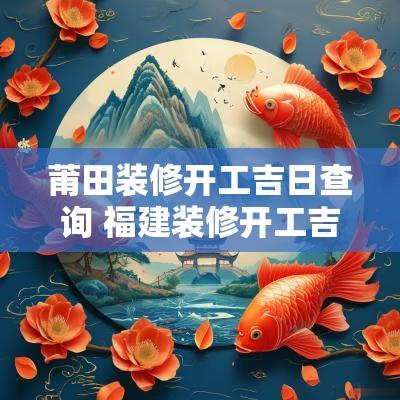 莆田装修开工吉日查询 福建装修开工吉日查询网
