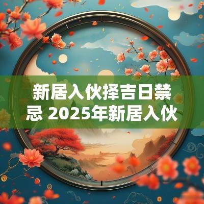 新居入伙择吉日禁忌 2025年新居入伙择吉日 新居入伙择吉日禁忌 2025年新居入伙择吉日