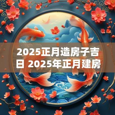 2025正月造房子吉日 2025年正月建房吉日
