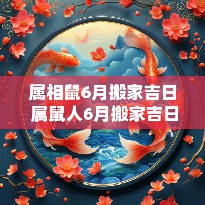 属相鼠6月搬家吉日 属鼠人6月搬家吉日查询