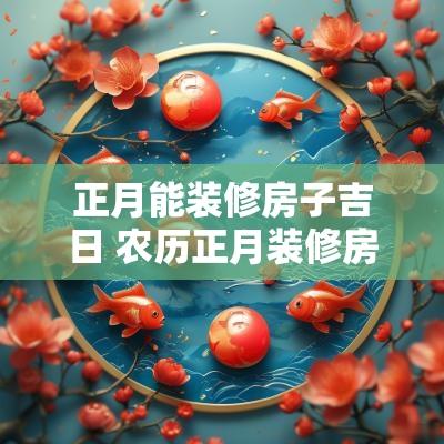 正月能装修房子吉日 农历正月装修房子的吉日