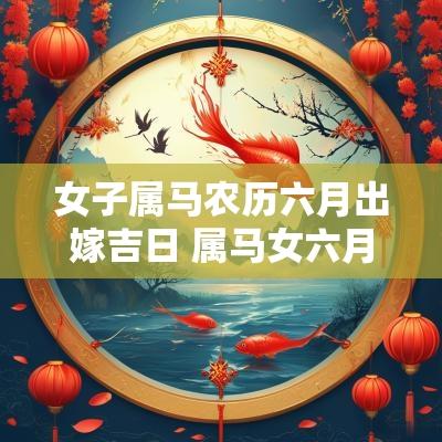 女子属马农历六月出嫁吉日 属马女六月结婚吉日