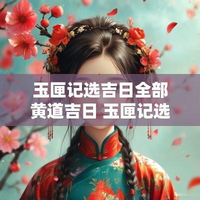 玉匣记选吉日全部黄道吉日 玉匣记选吉日绝招