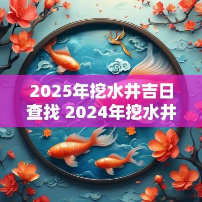 2025年挖水井吉日查找 2025年挖水井哪一天是好日子