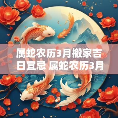 属蛇农历3月搬家吉日宜忌 属蛇农历3月搬家吉日