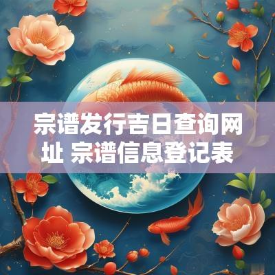 宗谱发行吉日查询网址 宗谱信息登记表