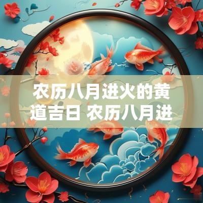 农历八月进火的黄道吉日 农历八月进火黄道吉日