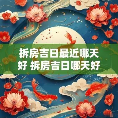 拆房吉日最近哪天好 拆房吉日哪天好农历