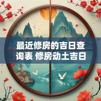 最近修房的吉日查询表 修房动土吉日查询表