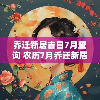 乔迁新居吉日7月查询 农历7月乔迁新居吉日查询