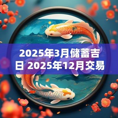 2025年3月储蓄吉日 2025年12月交易吉日