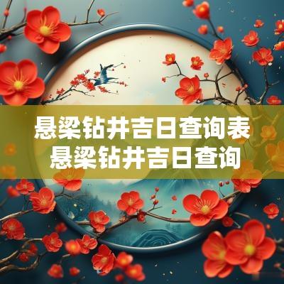 悬梁钻井吉日查询表 悬梁钻井吉日查询表最新