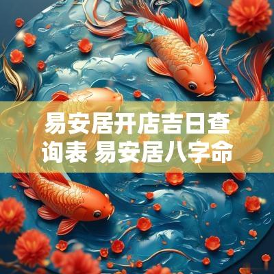 易安居开店吉日查询表 易安居八字命理