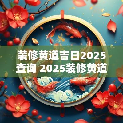 装修黄道吉日2025查询 2025装修黄道吉日时间