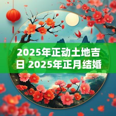2025年正动土地吉日 2025年正月结婚吉日