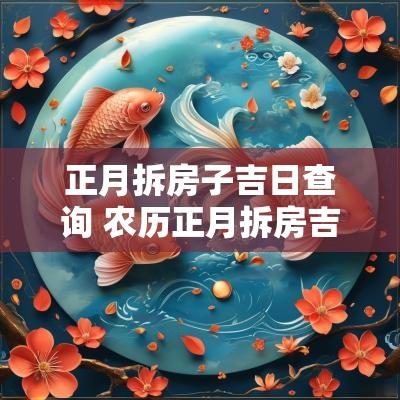 正月拆房子吉日查询 农历正月拆房吉日查询