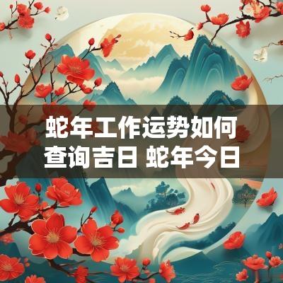 蛇年工作运势如何查询吉日 蛇年今日运势查询