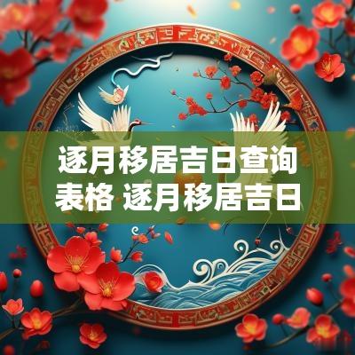 逐月移居吉日查询表格 逐月移居吉日查询大全