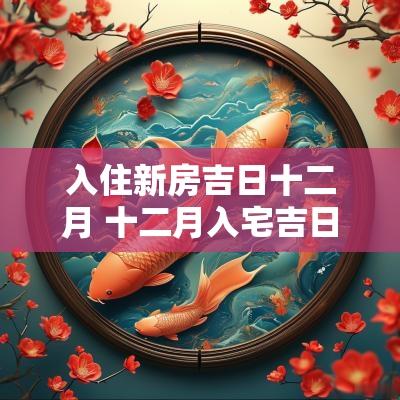 入住新房吉日十二月 十二月入宅吉日查询