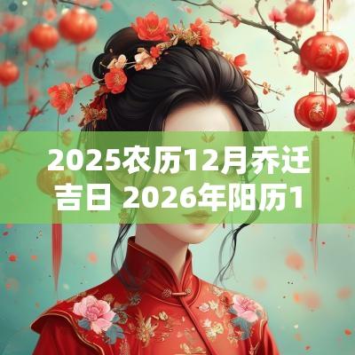 2025农历12月乔迁吉日 2026年阳历12月乔迁吉日