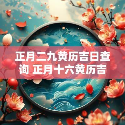 正月二九黄历吉日查询 正月十六黄历吉日查询表